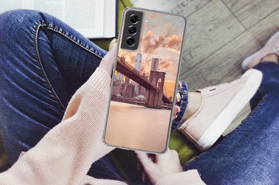 Coque Samsung Galaxy S21 FE - Pont de Brooklyn et skyline de New York au coucher du soleil - Coque de téléphone en Siliconen