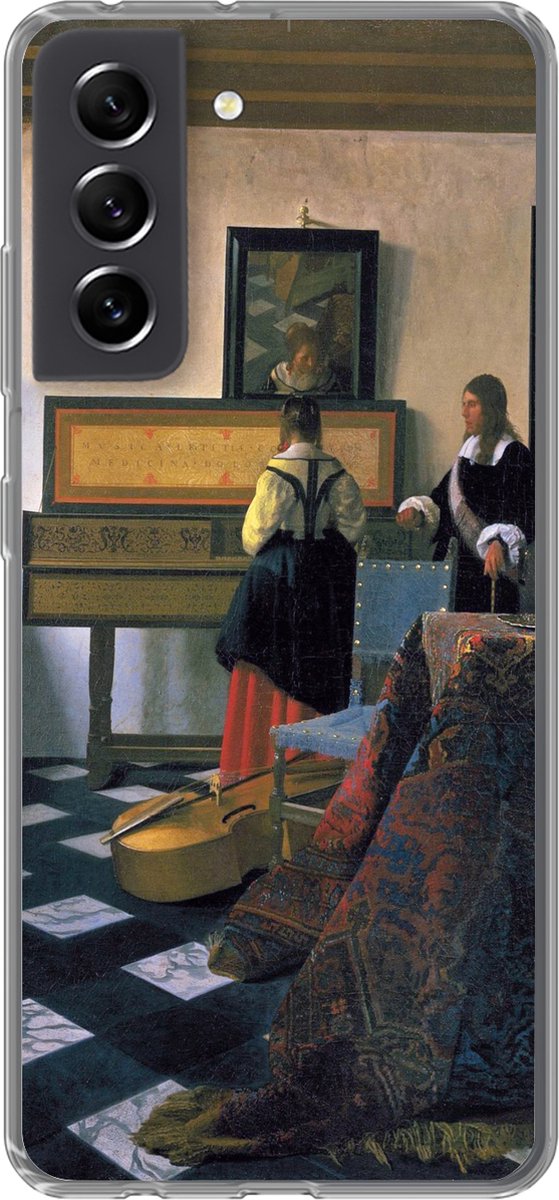 Telefoonhoesje Geschikt voor Samsung Galaxy S21 FE hoesje - The music lsesson - Johannes Vermeer - Siliconen Telefoonhoesje Telefoonhoesje