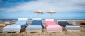 hiPPs Loungie Travel BLACK, luxe hamamdoek voor ligbed | met OMSLAG en SIDE-POCKET | ligbedhoes | opbergzakje | strandbed handdoek | strandlaken | cover | beachbed | sunbed | ligst