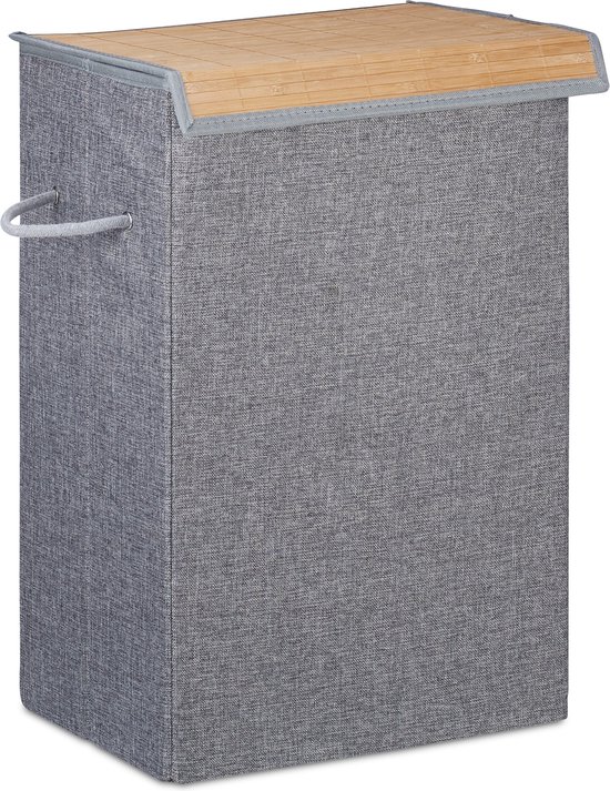 Relaxdays 2x panier à linge pliable - couvercle avec velcro - 60 litres - sac à linge - gris