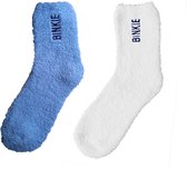 Binkie Slofsokken Box | 2 paar Huissokken | maat 37-42 | Fluffy Blauw & Wit