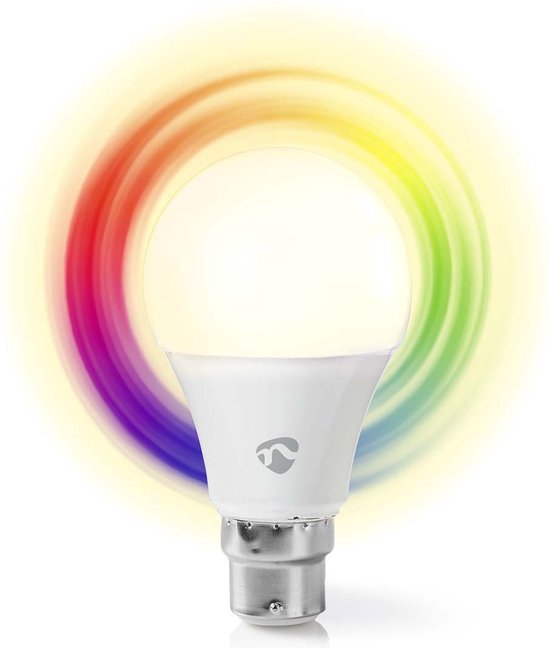 Nedis SmartLife Multicolour Lamp | Wi-Fi | B22 | 470 lm | 6 W | RGB / Warm Wit | 2700 K | Android™ / IOS | A60 | 1 Stuks