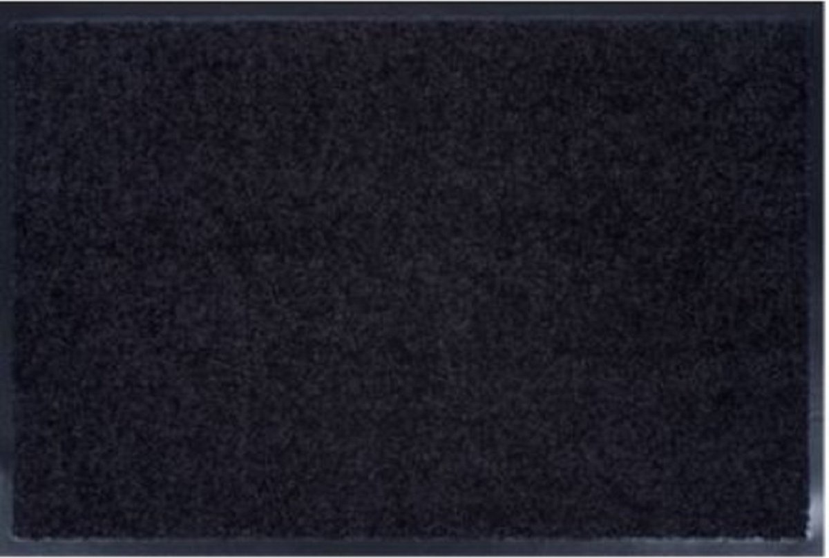 Deurmat - Droogloopmat - Wash & Clean - zwart met rubber boord - 50 x 75 cm