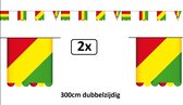 2x Vlaggenlijn Carnaval karton rood/geel/groen 3 meter dubbelzijdige vlaggenlijn - Carnaval Thema feest versiering vlag lijn festival