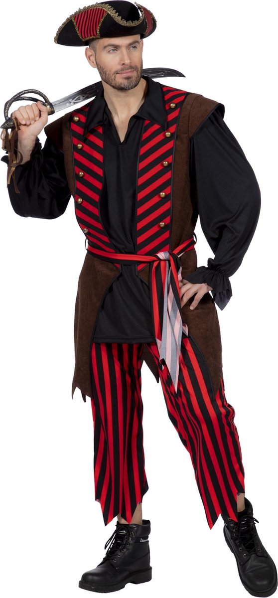 Afbeelding van product Wilbers  Piraat kostuum voor heer bruin/rood  - maat 56