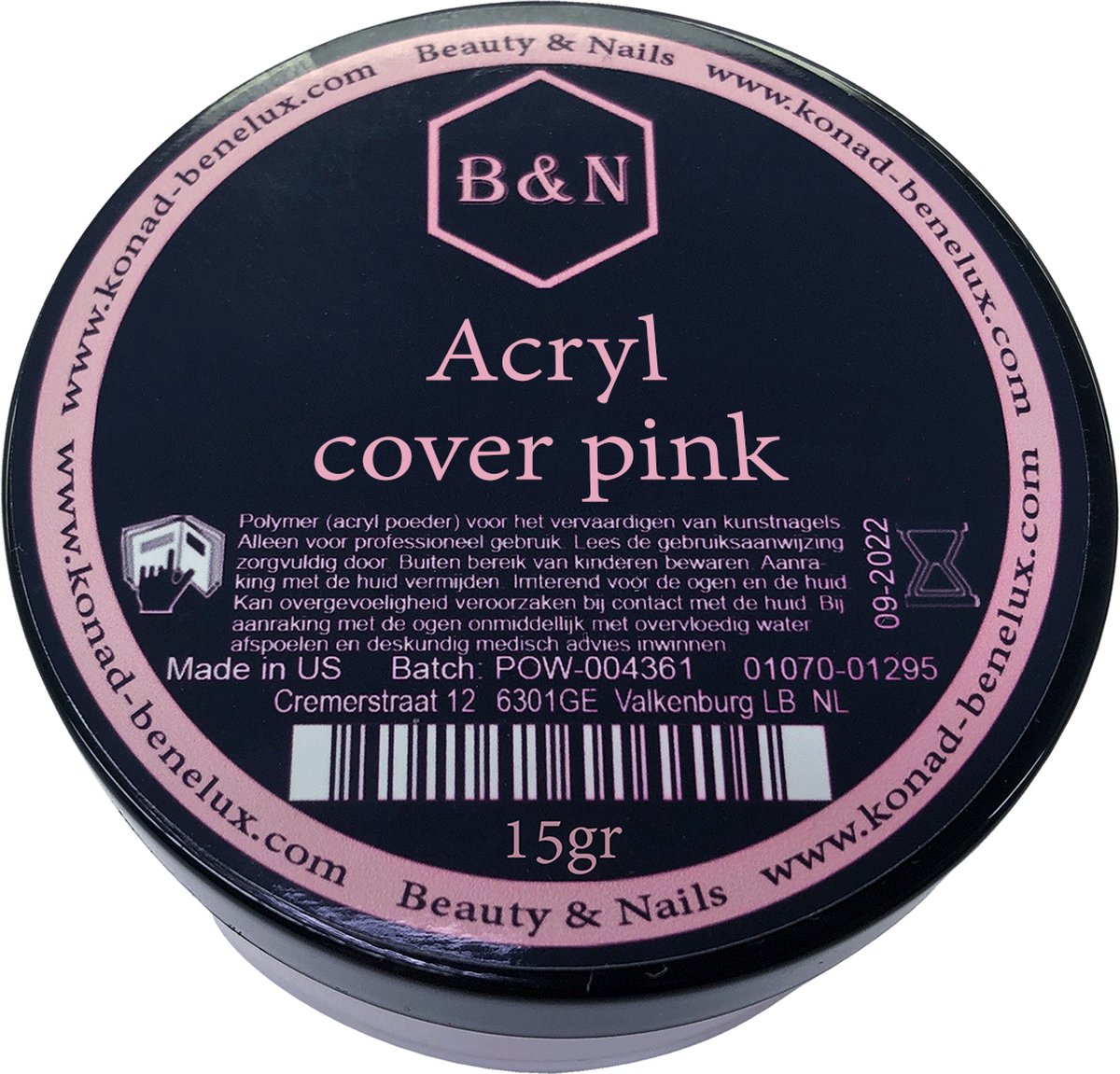 Acryl - cover pink - 15 gr | B&N - acrylpoeder - VEGAN - acrylpoeder