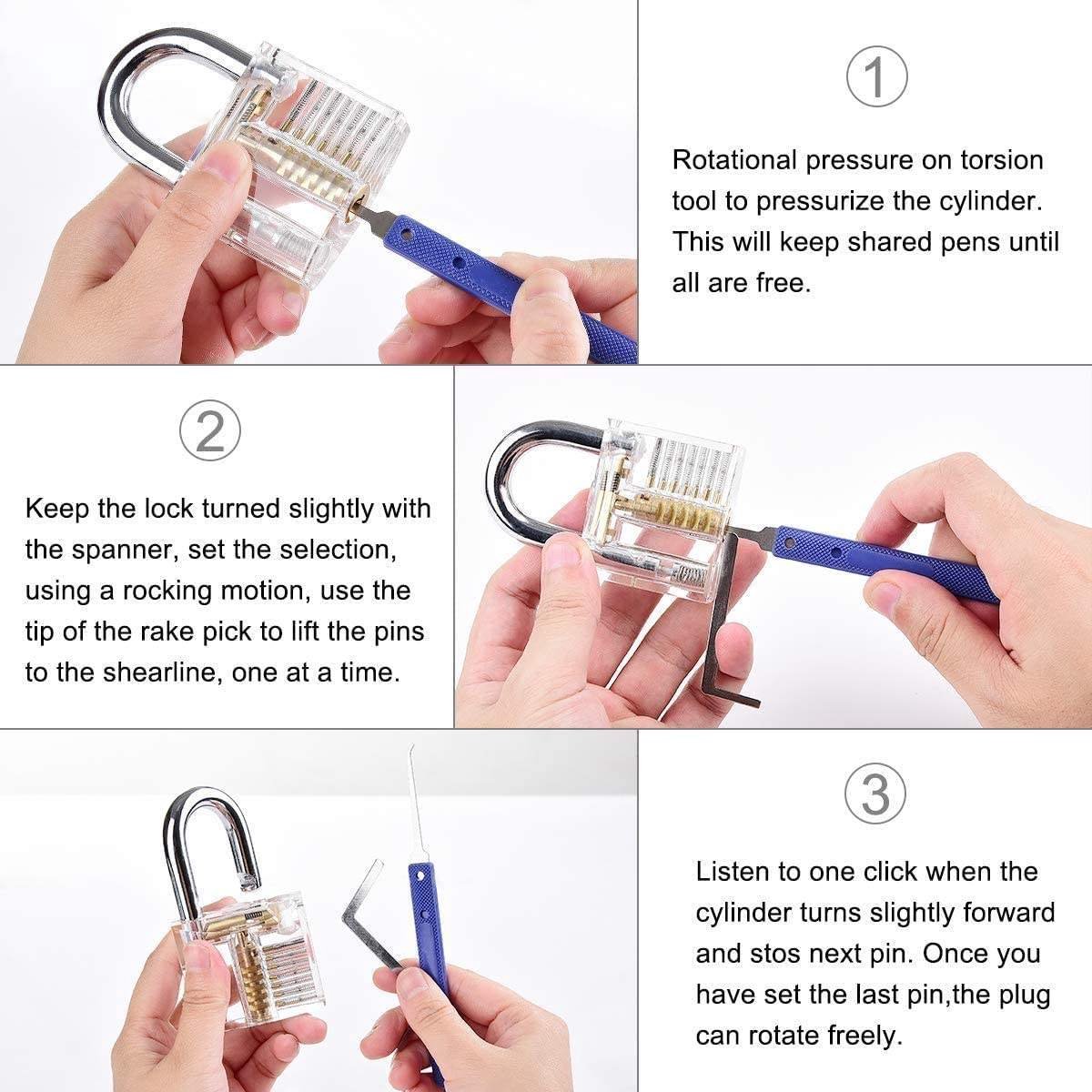 Lock Premium Lockpick Set – 20-delig – Inclusief 2 transparante sloten – Lockpicken voor beginners en professionals — cadeau in Hobby - foto 4