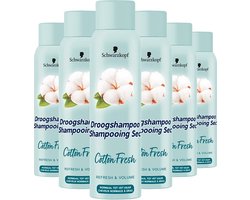 Schwarzkopf Droogshampoo Cotton Fresh - Haarstyling - Lichter en Luchtiger Haar - Frisheid - Normal Tot Vet Haar - Voordeelverpakking - 6 x 150 ml
