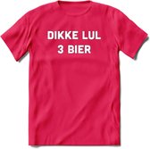 Dikke lul 3 Bier T-Shirt | Unisex Kleding | Dames - Heren Feest shirt | Drank | Grappig Verjaardag Cadeau tekst | - Roze - M