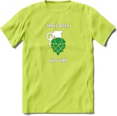 make beer not war Bier T-Shirt | Unisex Kleding | Dames - Heren Feest shirt | Drank | Grappig Verjaardag Cadeau tekst | - Groen - XXL