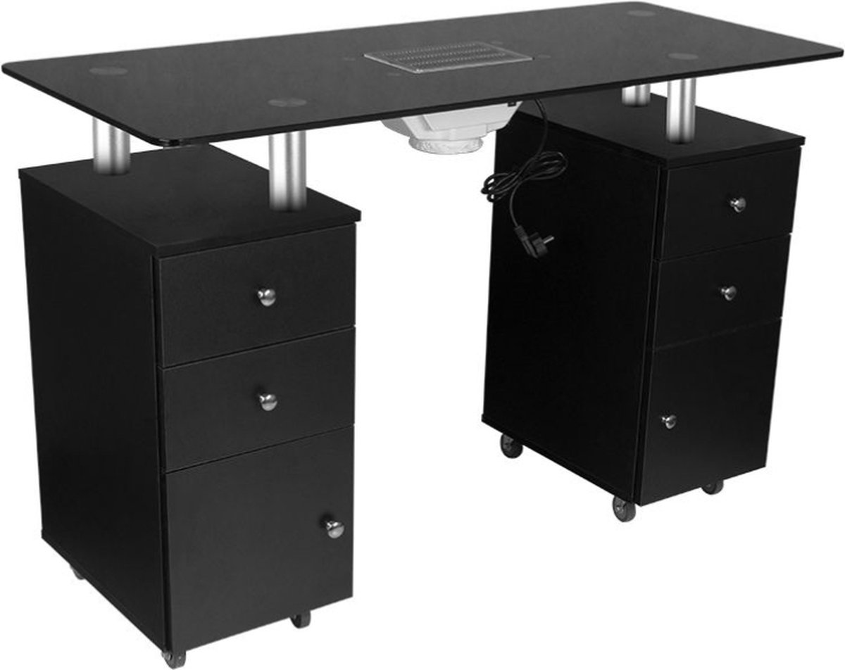Bureau - Bureau met absorber - Glas - Zwart/Zilver - 120x60x80 cm