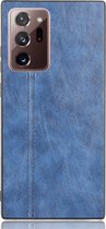 Samsung Galaxy Note20 Ultra Hoesje - Mobigear - Stitch Serie - Kunstlederen Backcover - Blauw - Hoesje Geschikt Voor Samsung Galaxy Note20 Ultra