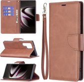 Samsung Galaxy S22 Ultra Hoesje - MobyDefend Wallet Book Case Met Koord - Bruin - GSM Hoesje - Telefoonhoesje Geschikt Voor: Samsung Galaxy S22 Ultra