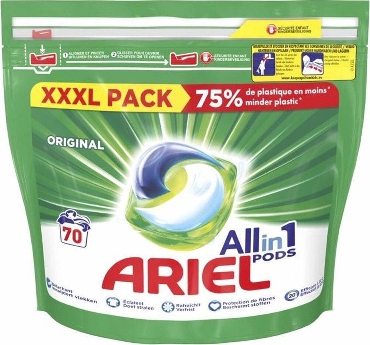 Goedkoopste 2x Ariel Wasmiddel 3in1 Pods Original 70 Stuks