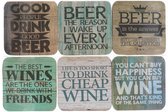 Bier en wijn onderzetters | 6 stuks | Tafel onderzetters | Beer and Wine | 6 afbeeldingen | Viltjes |
