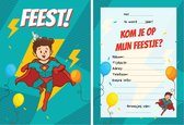 Superheld uitnodigingen 10 stuks - Kinderfeestje - Superheld- Verjaardag uitnodigingen - Uitnodigingen jongens