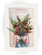 Gefeliciteerd met je nieuwe baan! wenskaart 10x15cm, illustratie van aquarel en inkt MI238