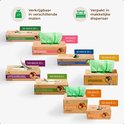 Overzicht van verschillende maten groene, biologisch afbreekbare afvalzakken van Mr. Green Mind.