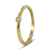 Silventi 9SIL-22237 Zilveren Ring - dames - Zirkonia - 2,9 mm Doorsnee - Wit - Maat 56 - Zilver - Gold plated (Verguld/Goud op Zilver)