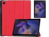 Case2go - Tablet Hoes & Screenprotector geschikt voor Samsung Galaxy Tab A8 (2022 & 2021) - 10.5 inch - Tri-Fold Book Case - Rood