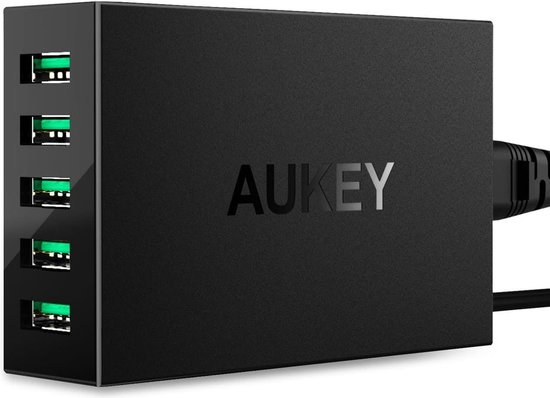 Aukey PA-U33 5-poorts 50W 10A USB-oplader voor iPhone / Android-smartphone / tablet / Bluetooth-luidspreker enz. zwart