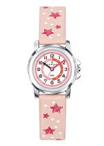 Certus-Kinderhorloge-Roze lederen band-Sterretjes.