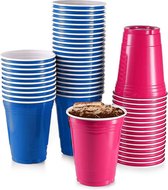 Pink & Blue Cups - 50 stuks - 473ml - Party Cups - Gender Reveal - Beer Pong - Plastic Bekers - Red Cups - Roze & Blauw