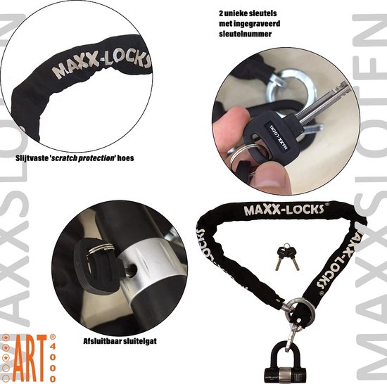 Maxx-Locks Naseby Art 3 Scooterslot / Brommerslot - Kettingslot + Loop - Gekeurd Slot voor Scooter en Brommer - Ketting met Gehard Stalen Schakels - 100 cm van Maxx — afbeelding 5