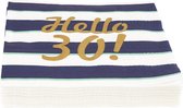 Servetten MARIO - Hello 30! - Blauw/Wit/Goud - Set van 20 - Verjaardag - Feest - Jarig - Eten