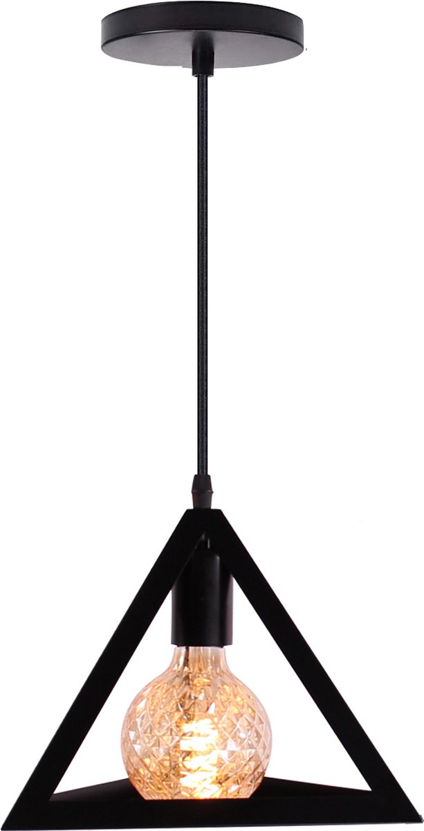 Homestyle Pro Mk007-B Industriële Pyramide Hanglamp 25X22 Cm Zwart/Metaal