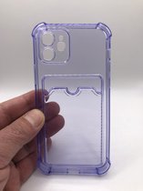 Premium Kwaliteit Anti Schok TPU back cover - Geschikt voor iPhone 11 - Siliconen hoesje met pasjes vakje - Lila/Doorzichtig