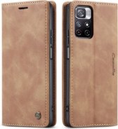 CaseMe - Hoesje geschikt voor Xiaomi Redmi Note 11 - Wallet Book Case - Magneetsluiting - Licht Bruin