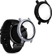 kwmobile 2x cover compatibel met Huawei Watch GT2 (42mm) - Fitnesstracker cover van gehard glas en kunststof frame set zwart / grijs / transparant