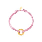 Satijnen armband - verstelbaar - love live - circle - goud - roze