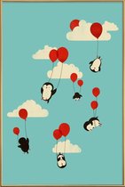 JUNIQE - Poster met kunststof lijst We Fly -20x30 /Blauw & Rood