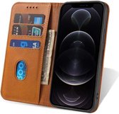 Smartphonica iPhone 12 Pro Max leren hoesje met magnetische sluiting - Bruin / Kunstleer / Book Case