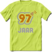 97 Jaar Feest T-Shirt | Goud - Zilver | Grappig Verjaardag Cadeau Shirt | Dames - Heren - Unisex | Tshirt Kleding Kado | - Groen - S