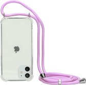 Apple iPhone 12 Hoesje - Mobiparts - Lanyard Serie - TPU Hoesje met koord - Violet - Hoesje Geschikt Voor Apple iPhone 12