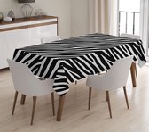 De Groen Home Bedrukt Velvet textiel Tafelkleed - Zwart&Wit zebra patroon - Fluweel - 135x220