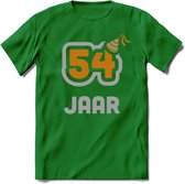 54 Jaar Feest T-Shirt | Goud - Zilver | Grappig Verjaardag Cadeau Shirt | Dames - Heren - Unisex | Tshirt Kleding Kado | - Donker Groen - XXL