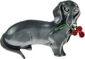 Broche-Teckel-Grijs-5 cm-Das hond-Speld-Charme Bijoux