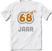 68 Jaar Feest T-Shirt | Goud - Zilver | Grappig Verjaardag Cadeau Shirt | Dames - Heren - Unisex | Tshirt Kleding Kado | - Wit - L