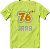 76 Jaar Feest T-Shirt | Goud - Zilver | Grappig Verjaardag Cadeau Shirt | Dames - Heren - Unisex | Tshirt Kleding Kado | - Groen - XXL
