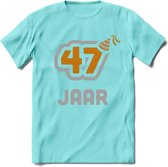 47 Jaar Feest T-Shirt | Goud - Zilver | Grappig Verjaardag Cadeau Shirt | Dames - Heren - Unisex | Tshirt Kleding Kado | - Licht Blauw - XL