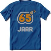 65 Jaar Feest T-Shirt | Goud - Zilver | Grappig Verjaardag Cadeau Shirt | Dames - Heren - Unisex | Tshirt Kleding Kado | - Donker Blauw - M