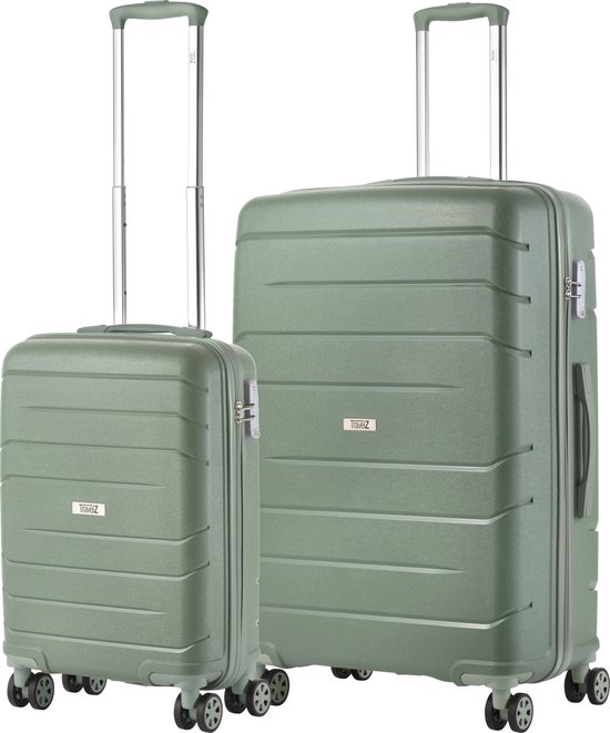 TravelZ Big Bars Set de valises - Set de valises TSA 2 pièces - Bagage à main et grands - Olive