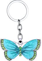 Bixorp - Porte-clés avec papillon bleu clair - Joli pendentif clé en acier inoxydable / acier inoxydable avec papillon bleu