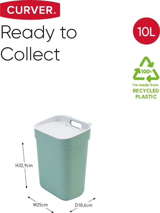 Curver Ready to Collect Prullenbak 10L - Vert/Gris Clair