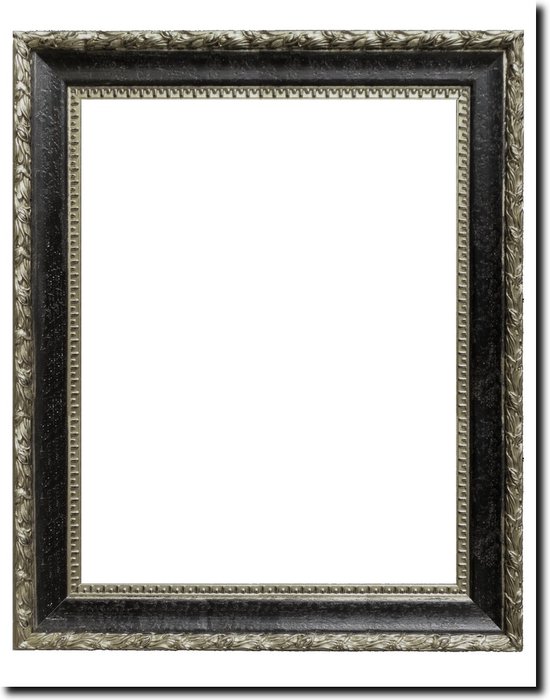 Wandspiegel in mooie houten lijst - Ponzio Antiekzilver-zwart Buitenmaat 91x116 cm - Luxe spiegel voor schouw boven open haard - Mooie spiegel in woonkamer of slaapkamer - Houten lijst handgekleurd en gemaakt in Italië