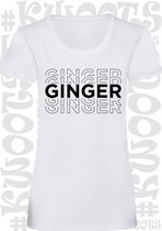 GINGER dames shirt - Wit - korte mouw - Maat XL - Grappig teksten - Quotes - Kwoots - rood haar